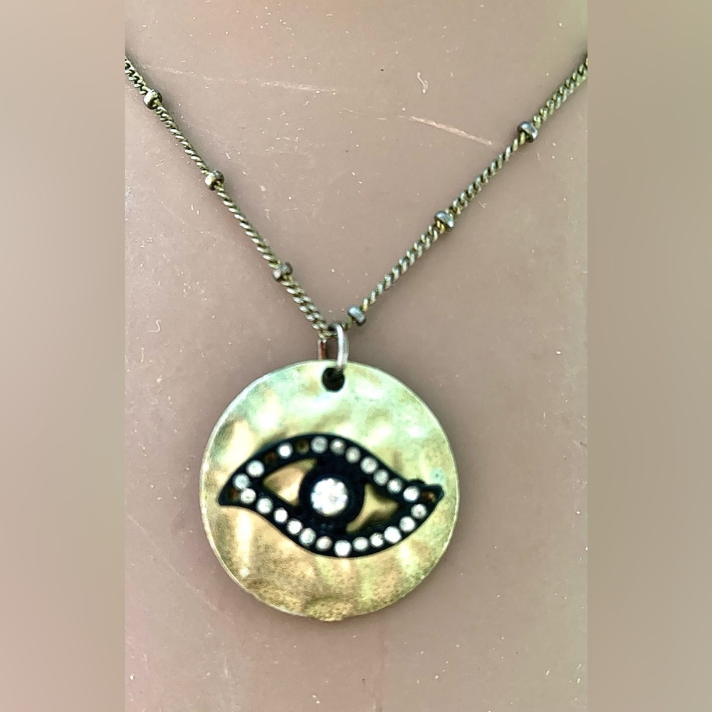 GOLD DAHLIA EVIL EYE NECKLACE